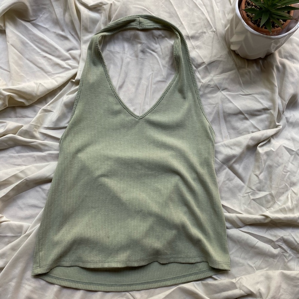 American Eagle Outfitters Green Ribbed Tank Top